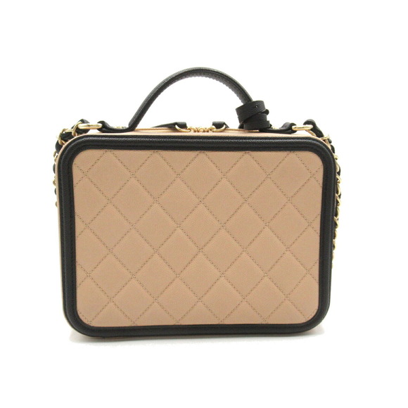 Chanel CC Filigree Vanity Chain Shoulder Bag Caviar Skin Beige/Black - Picture 2 of 8